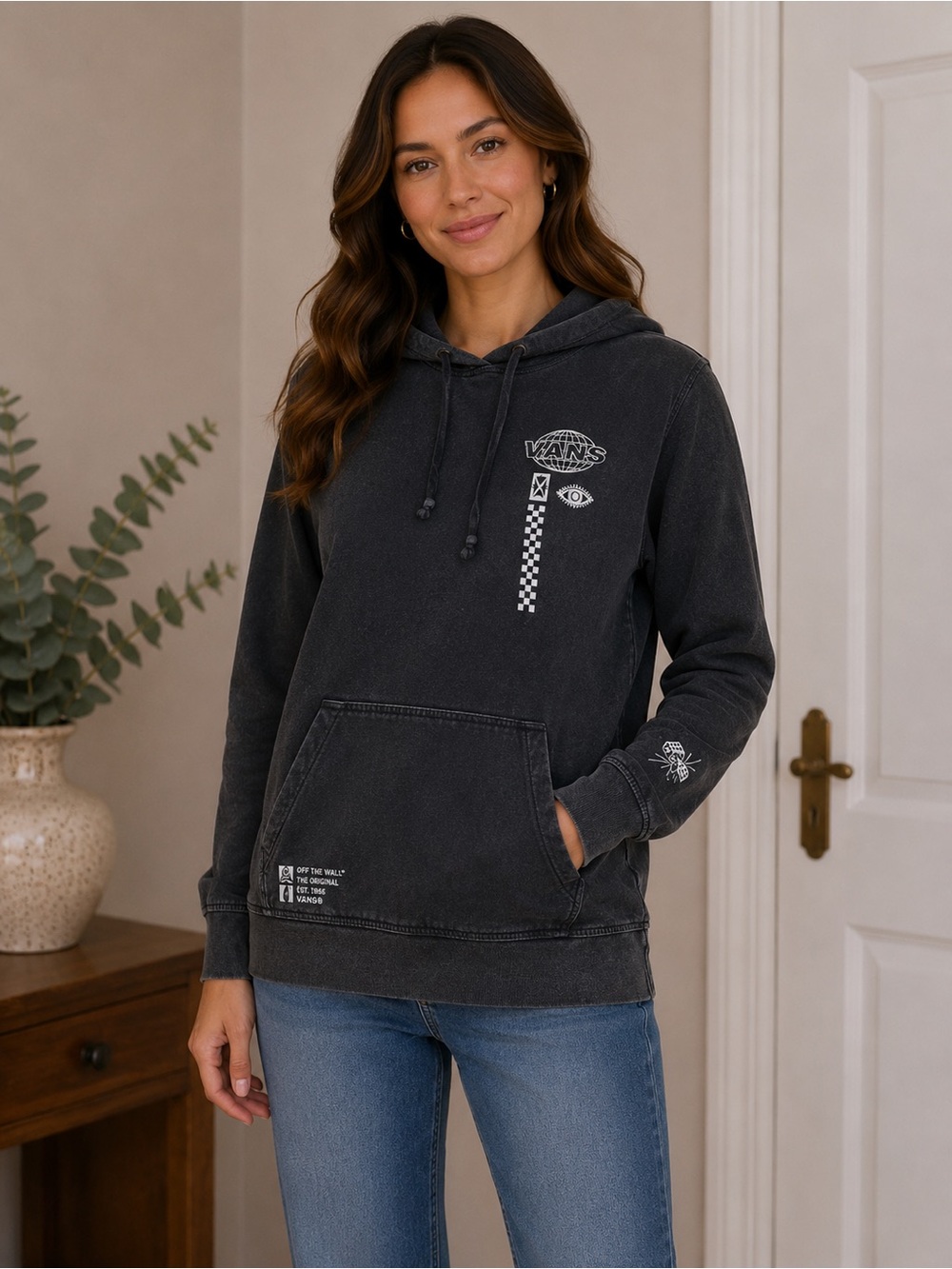 Vans Washed Black Graphic Hoodie XS